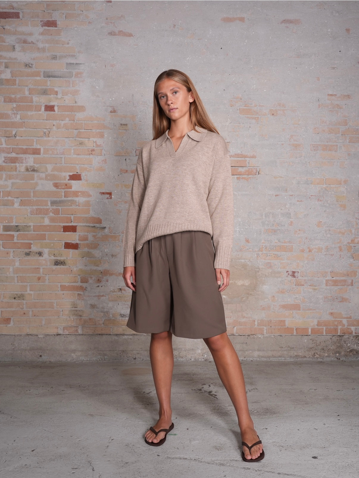 Serena Knitted Polo - Camel