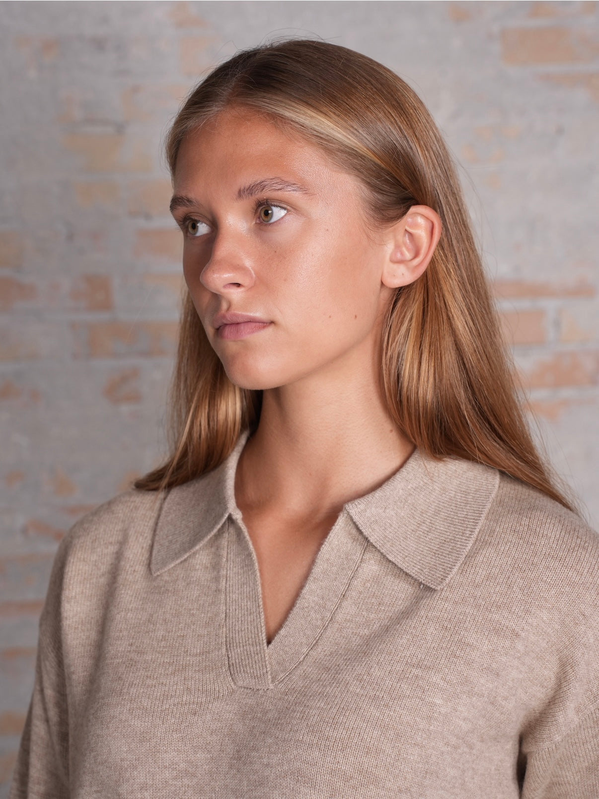 Serena Knitted Polo - Camel