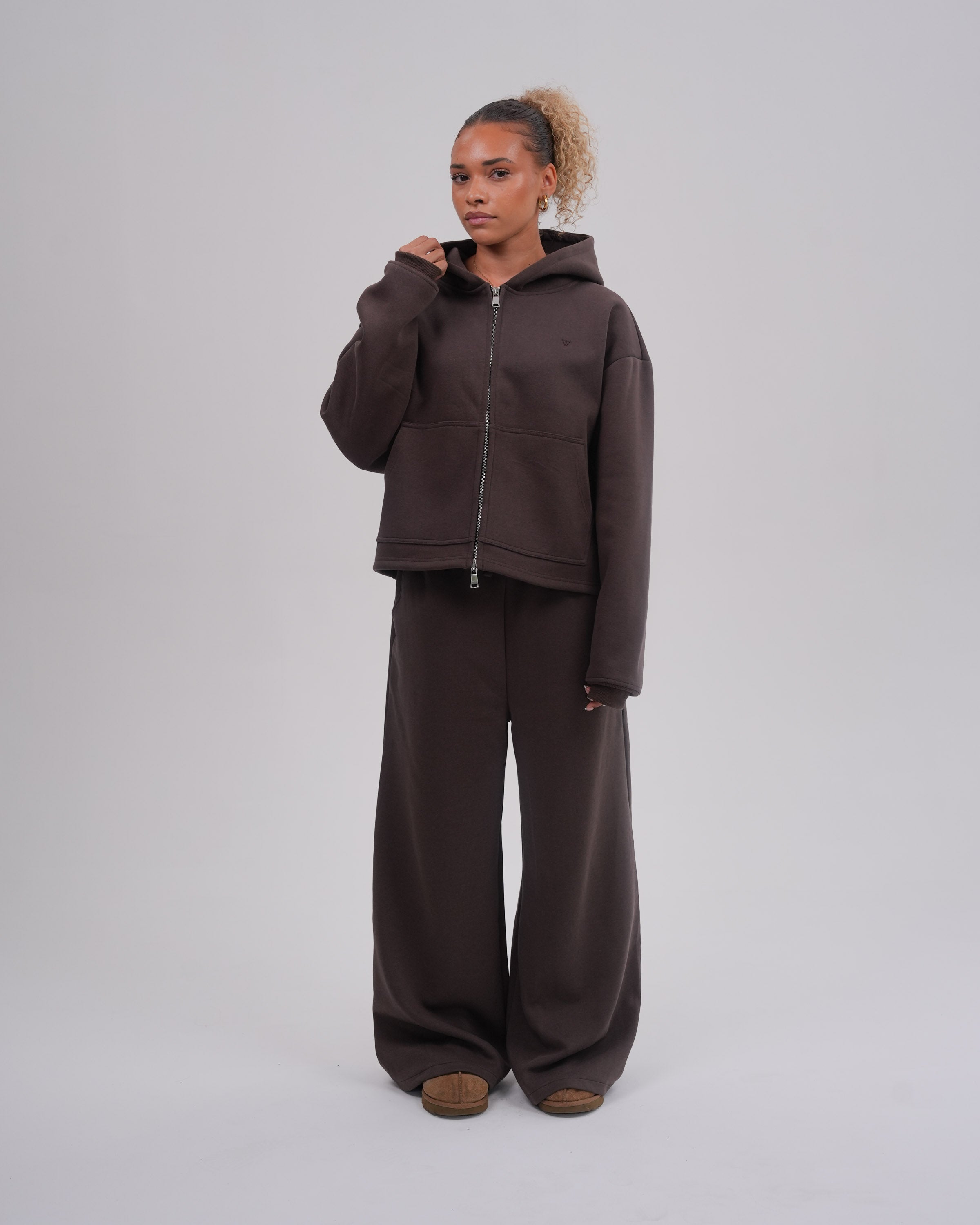Cloud9 Wide Leg Sweatpants, Dark Umber